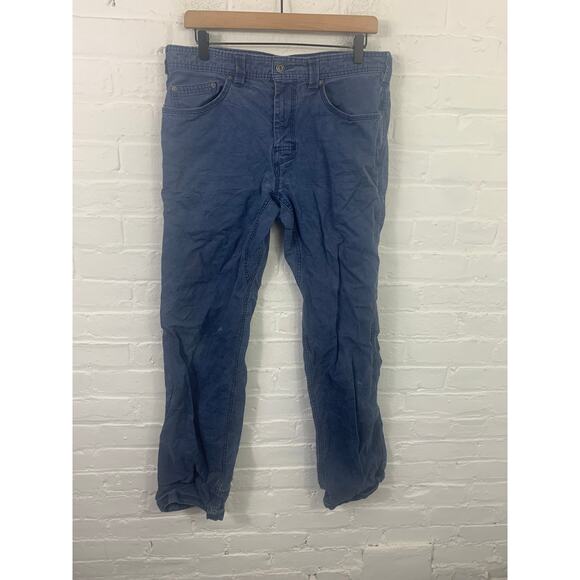 PrAna Men's Flex Denim Carpenter Jeans Stretch Straight Leg Blue Size 33WX34L - Picture 1 of 4